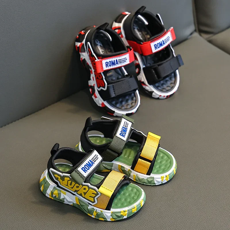 Children's New Boys' Sandals Fashionable Summer Korean Casual Anti Slip Soft Sole Student Boy Beach Sandals Kids Shoes