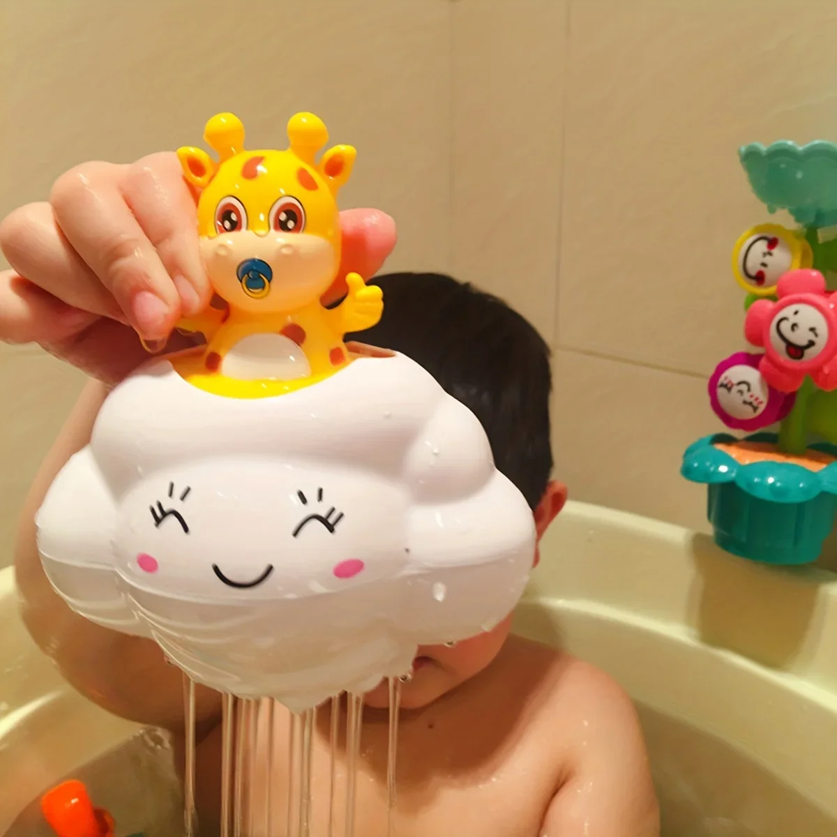 1PC -Baby Bathroom Play Water Bath Toys Rain Clouds Deer Piggy Bathroom Shower Beach Play Water Cartoon Classic Kid Educational 3