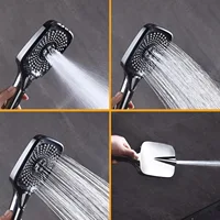 Ensemble de douche monofonction chaud et froid avec affichage de la température, mitigeur et robinets de salle de bain, pommeau de douche à main 3 fonctions 4