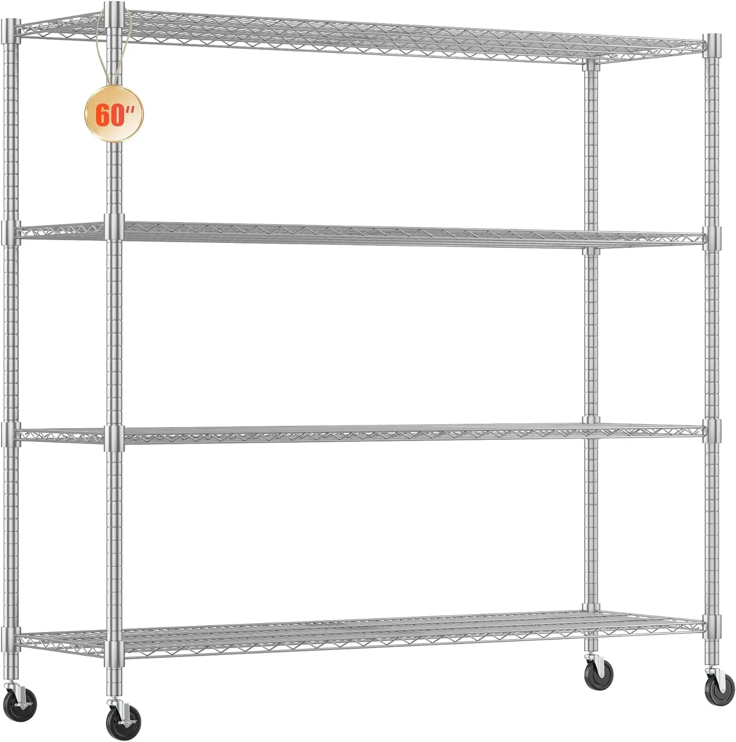 

Homdox 4 Tier Storage Shelves with Wheels, Heavy Duty Metal Shelves for Storage, 2400LBS Commercial Adjustable Metal Shelves, Ga