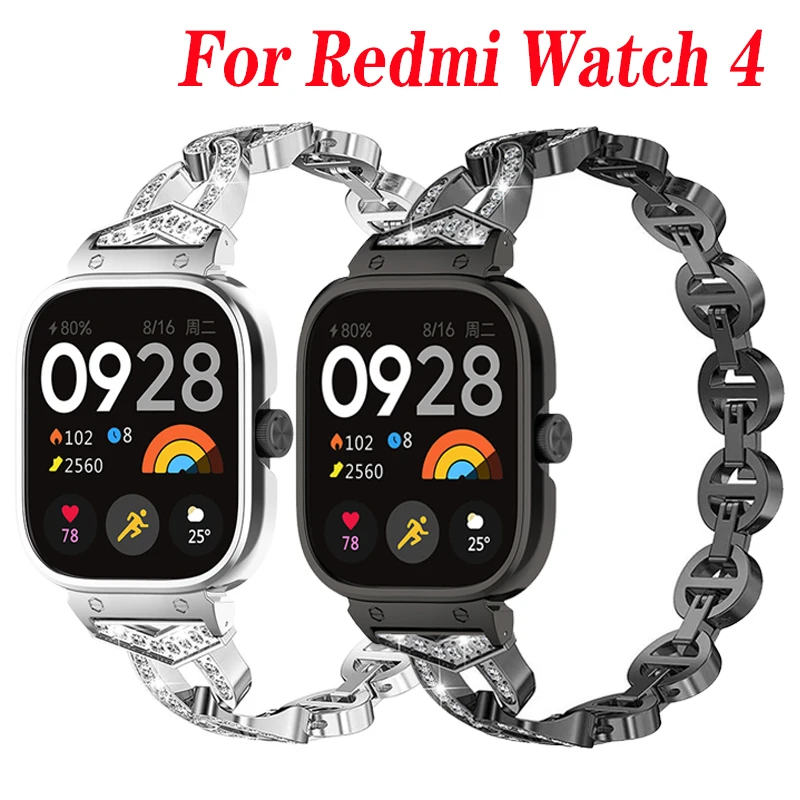 

Metal Strap For Redmi Watch 4 Smart Watch Diamond Bracelet For Xiaomi Redmi Watch4 Case Protector Wrist Band redmiwatch4 Correa