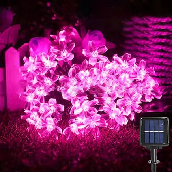 Solar Cherry Blossom Lights Garden Garland String Lights Waterproof Outdoor Solar Lamp Christmas Decoration 1