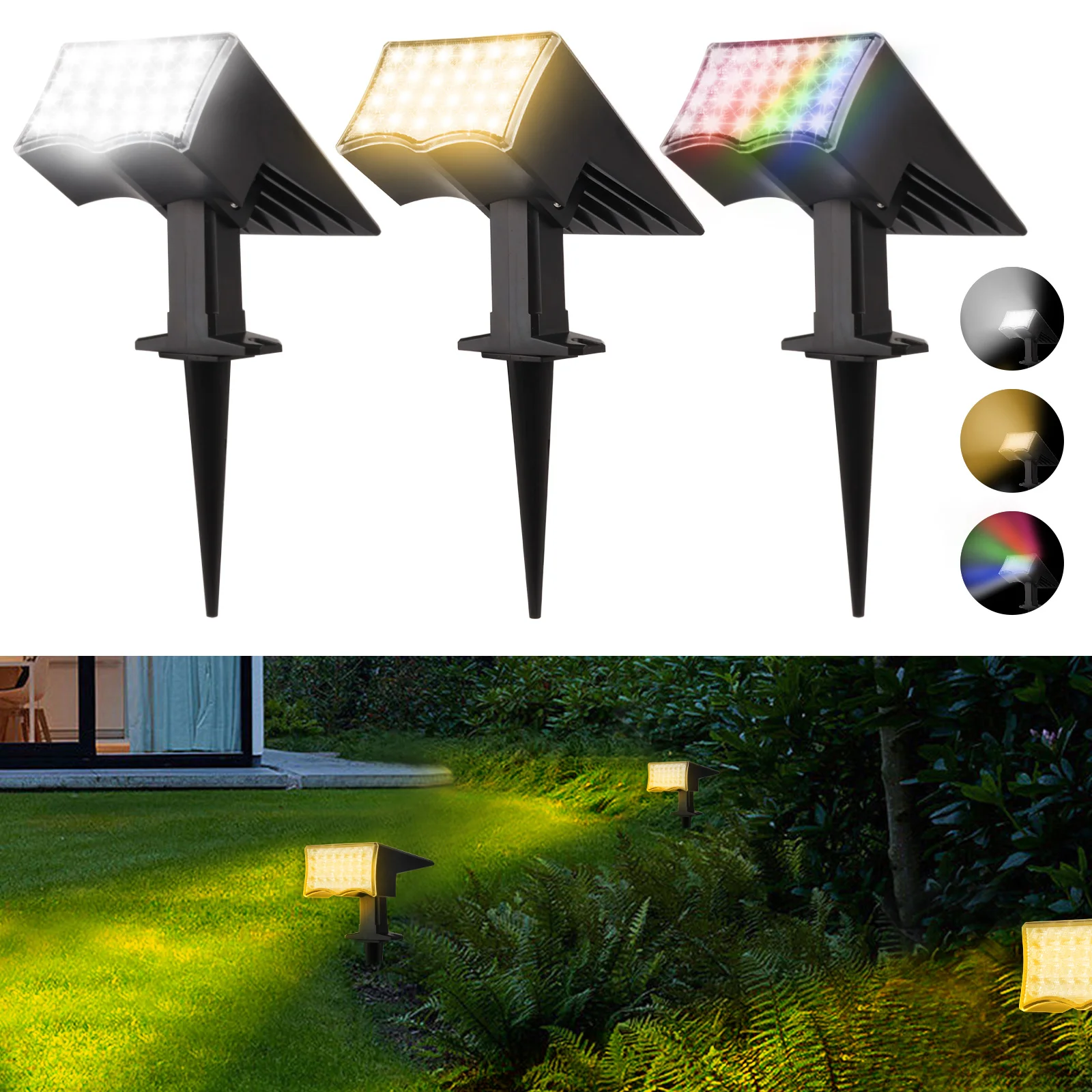 Solar Spot lights Outdoor Waterproof IP65 Super Bright 28LEDs 2 Lighting Modes for Outside Landscape Pathway Driveway