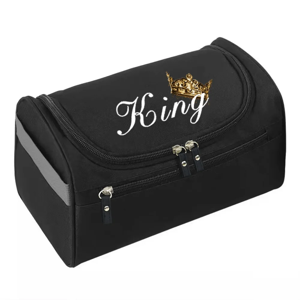 Women Cosmetic Bag Zipper Wash Bags King&Queen Series Makeup Bag Beauty Case Make Up Organizer Kits Travel Storage Wash Pouch