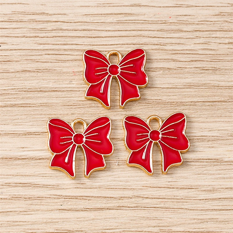 10 Stück 15 x 15 mm niedliche bunte Emaille-Schleifenanhänger für die Schmuckherstellung, Ohrringe, Halsketten, Armbänder, Zubehör, DIY-Geschenke – Detail 4