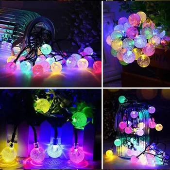 Solar String Lights Outdoor Crystal Fairy Light Chritmas Garland 8 Modes Waterproof Patio Light for Garden Party Decor 4