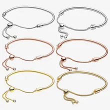 

Authentic S925 Sterling Silver Flash Sliding Adjustment Snake Bone Bracelet Is Suitable For Women's Diy Jewelry Original Charm