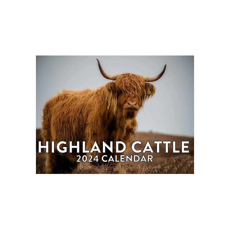 

Календарь для стен Highland в виде коровы, 2024 ежемесячных календарей, 12 месяцев, забавное украшение для стен в помещении с милыми коровами