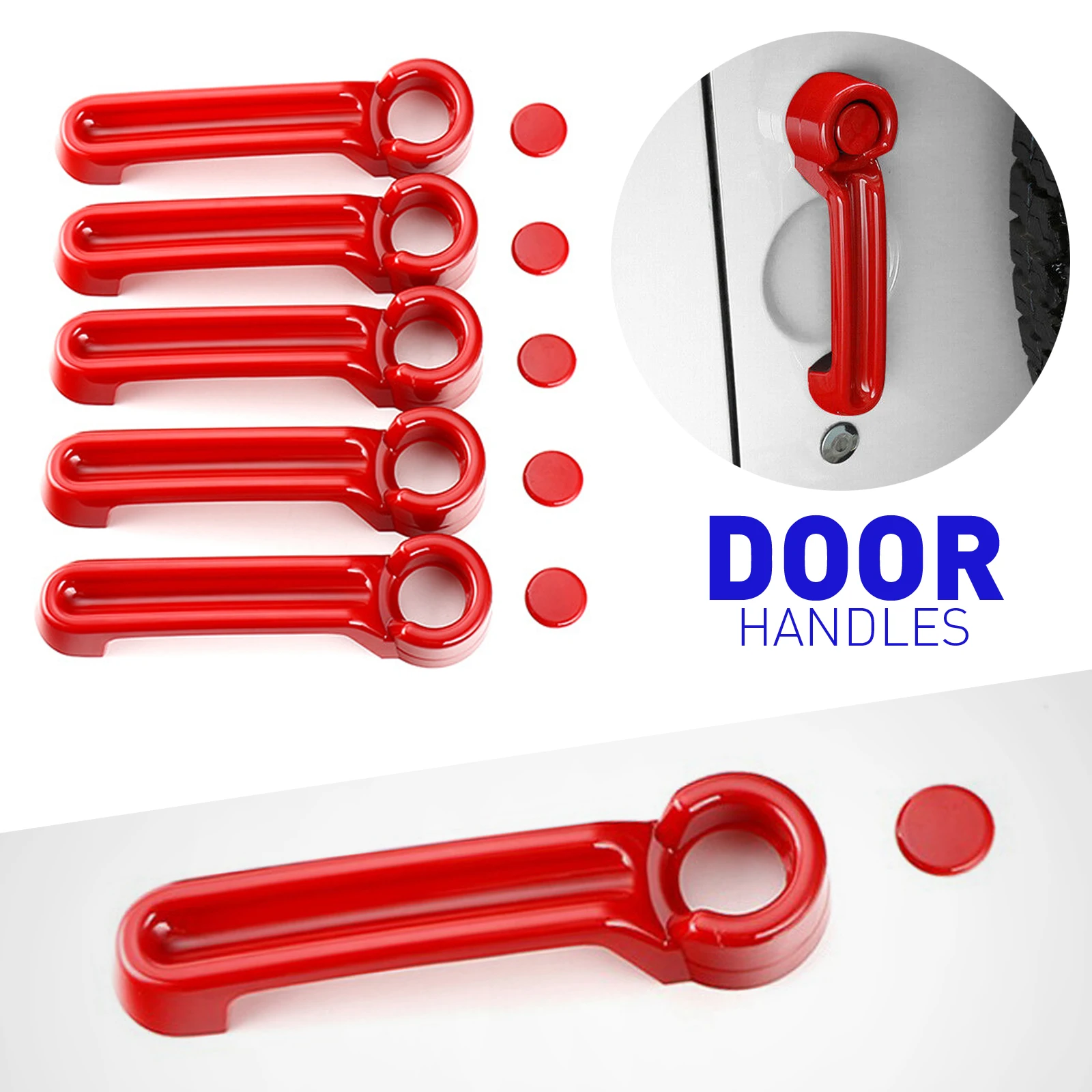 

10pcs Door Handles + Tailgate Handle Cover Trim Red For 2007-2018 Jeep Wrangler JK ABS Exterior Door Handle Car Accessories