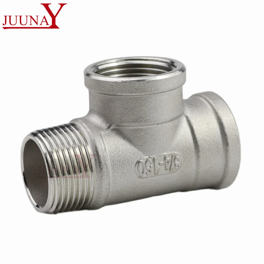 Pipe Fitting Tee Adapter 1/4" 3/8" 1/2" 3/4" 1" 1-1/4" 1-1/2" 2" BSP Male Female Tee 3 Ways Splitter 304 Stainless Steel Pipe Fitting Connector Water Gas