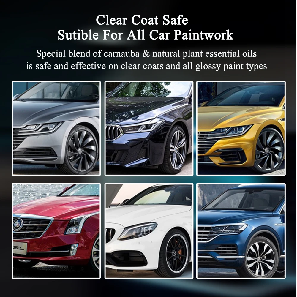 Pure Natural Car Wax PTFE* Carnauba Wax(30% Vol.) with High Gloss/Strong Hydrophobic/Super Lastingest Protection Car Waxing Care car wax