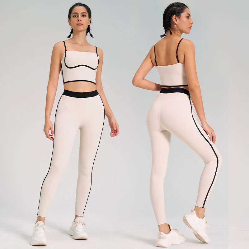 Women 2pcs Patchwork Sport Yoga Suit Breathable Sportwear Women Set Adjustable Bra Workout Clothes for Outfit Fintess Set yoga set sports set gym workout set sportswear set fitness set sports bra set