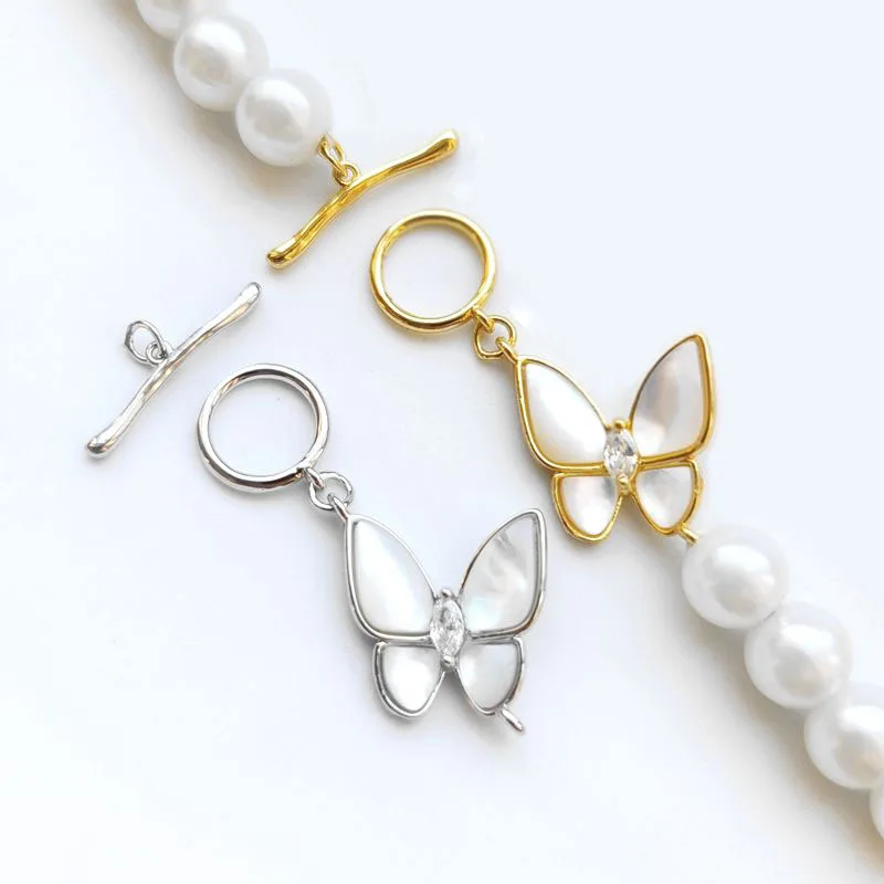 

Застежка с платиновым покрытием и медной пряжкой, белый корпус из морской воды OT IQ, для цепочек, ожерелий, браслетов, «сделай сам» в форме бабочки, 30 мм X 19 мм