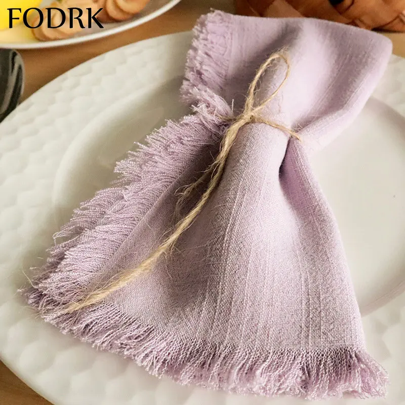 

6pcs Table Napkin Towel for Kitchen Handkerchief Christmas Tablecloth Decoupage Paper Crafts for Food Wedding Dishcloth Fabric