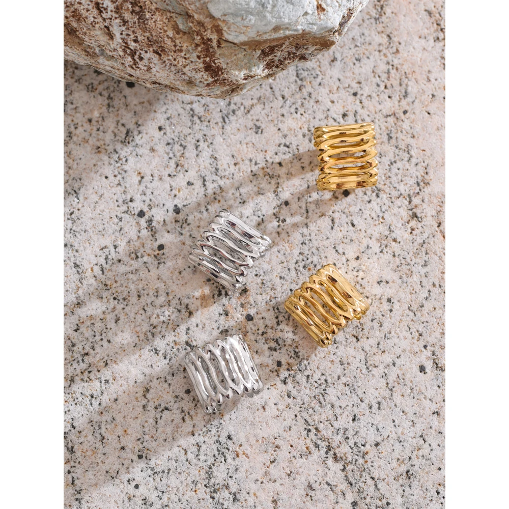 Yhpup Layered Geometric Adjustable Ear Bone Earrings for Women