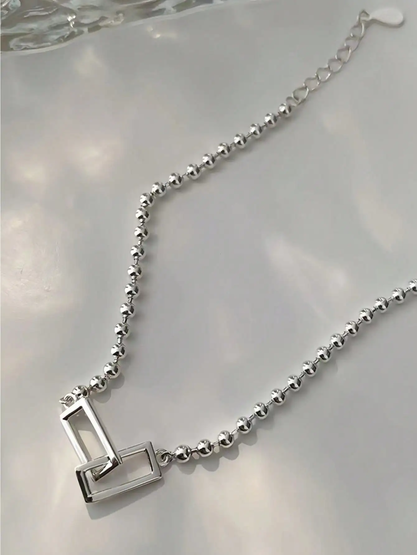 925 Sterling Silver Geometric Square Round Bead Bracelet For Women Personality Temperament Simple Hand Jewelry Party