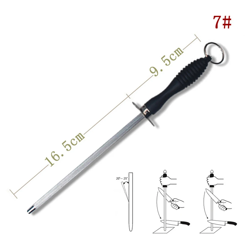 2pcs 10in Diamond Carbon Steel Sharpener Grinding Hunting Master Chef Hunter Gourmet Blade Sharpening Rod Kitchen Gadget