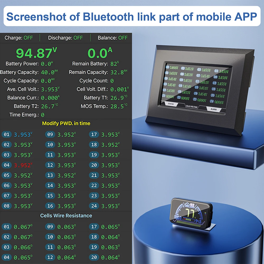 JIKONG BMS ǰ LCD ÷, ͸ ̺ ġ  , 4.3 ġ  2 ġ BMS RS485 ׼