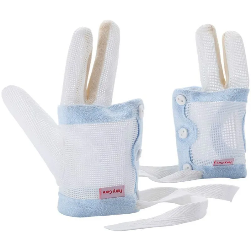 Children Finger Corrector Prevent Hand Sucking Gadgets Middle Index Finger Stop Eating Breathable Thin Anti-Scratch Face Glove