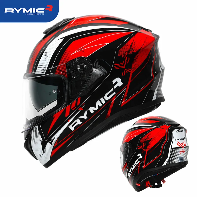 thumbnail image 1 of Casco integral para motocicleta RYMIC R977, casco de carreras con lentes antivaho, para las cuatro estaciones, 1 of 5