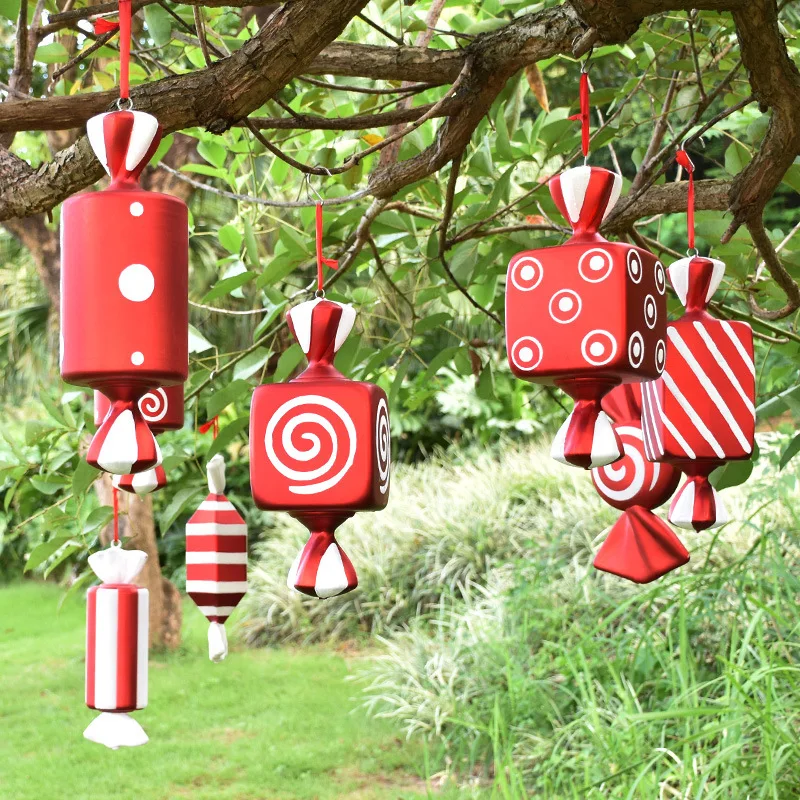 20-40cm Christmas candy hanging window bar Christmas atmosphere decoration tree red and white candy decoration