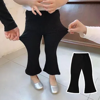 Leggings per bambini da 1 a 6 anni Pantaloni per neonate Primavera Autunno Versione coreana Pantaloni svasati per bambini Leggings con taglio a stivale alla moda 1