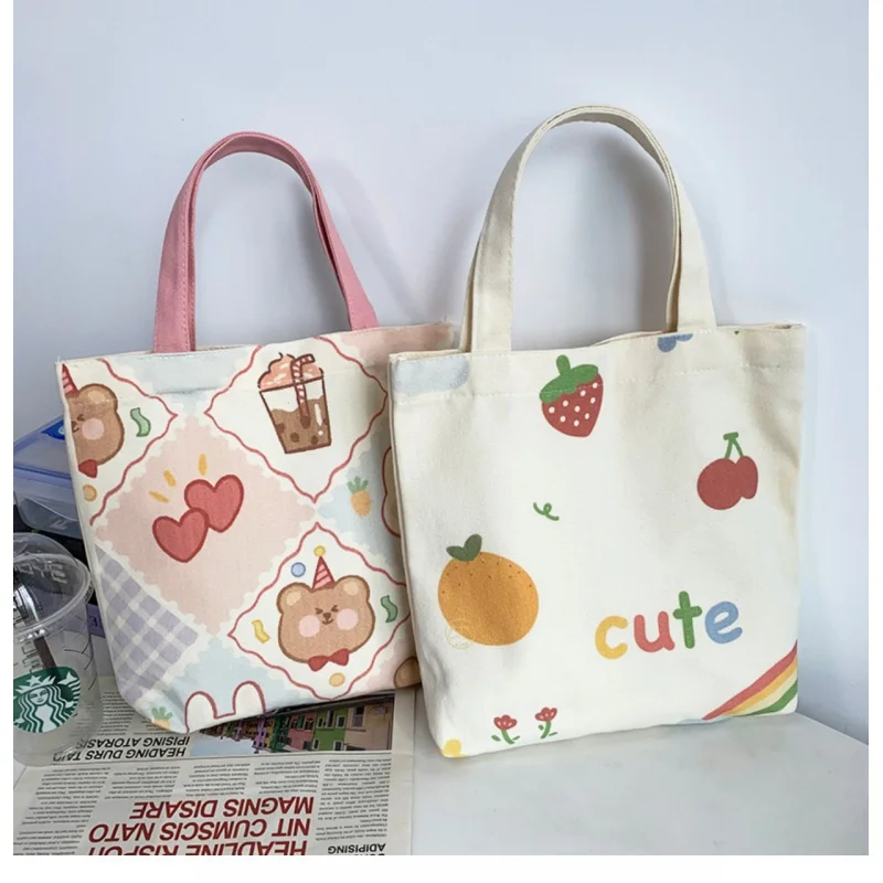 Custom Canvas Bag Cute Cartoon Japanese Ins Tutorial Lunch Bag Small Handbag Women\'s Handbag Handbag Foreign Trade Wholesale