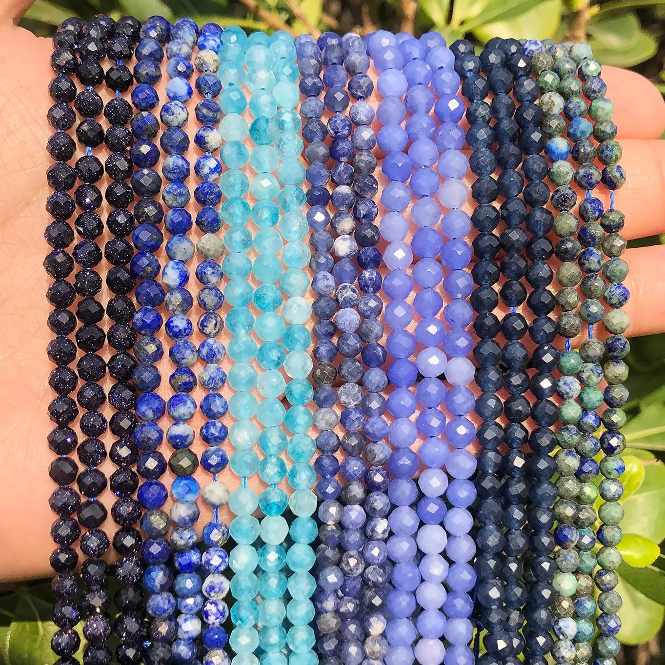 

Wholesale 2/3/4mm Natural Stone Blue Lapis Lazuli Crystal Amazonite Round Loose Beads for DIY Jewelry Making Necklace Charm 15''