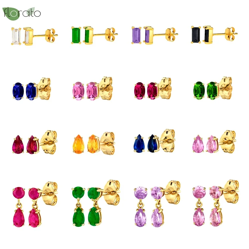  바늘 여성을위한 다채로운 보석 귀걸이 워터 드롭 펜던트 스터드 귀걸이 웨딩 럭셔리 쥬얼리 선물