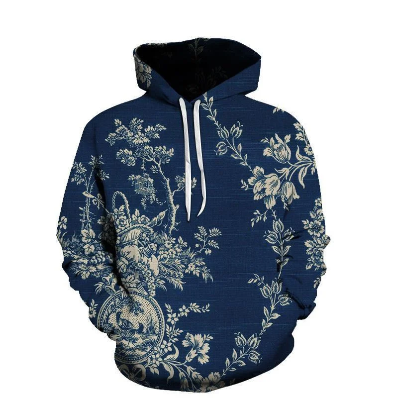 thumbnail image 1 of Sudadera con capucha con estampado 3D de álbum de fotos para hombre, sudadera con estampado de flores y hojas, sudadera informal, sudadera holgada, camisetas de manga larga, 1 of 5