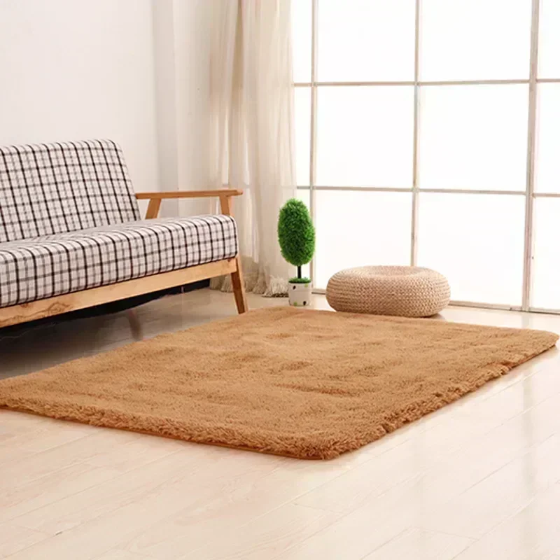 

2024 Household style solid color long hair gradient bedroom carpet, stain resistant carpet