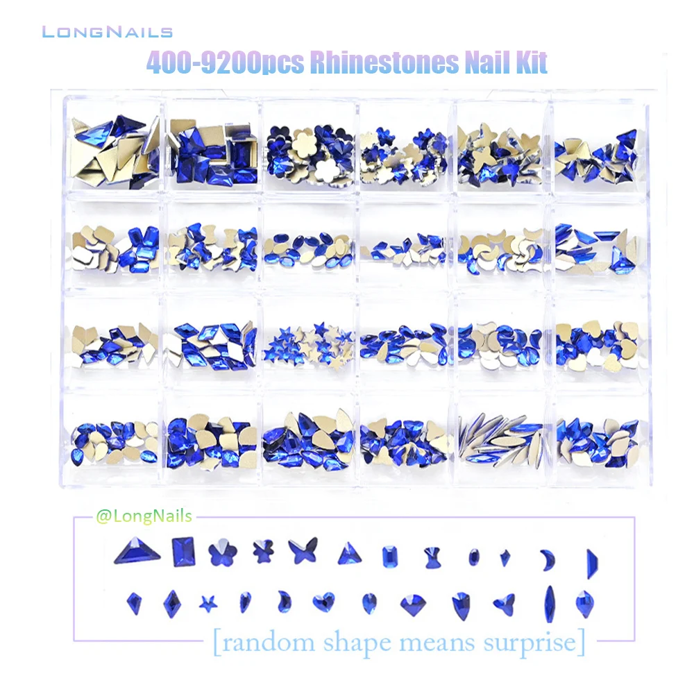 Nail Rhinestones Kit Mixed AB Glass Crystal Diamond Nail Art Decorations 21  Grid Box Nails Accessories