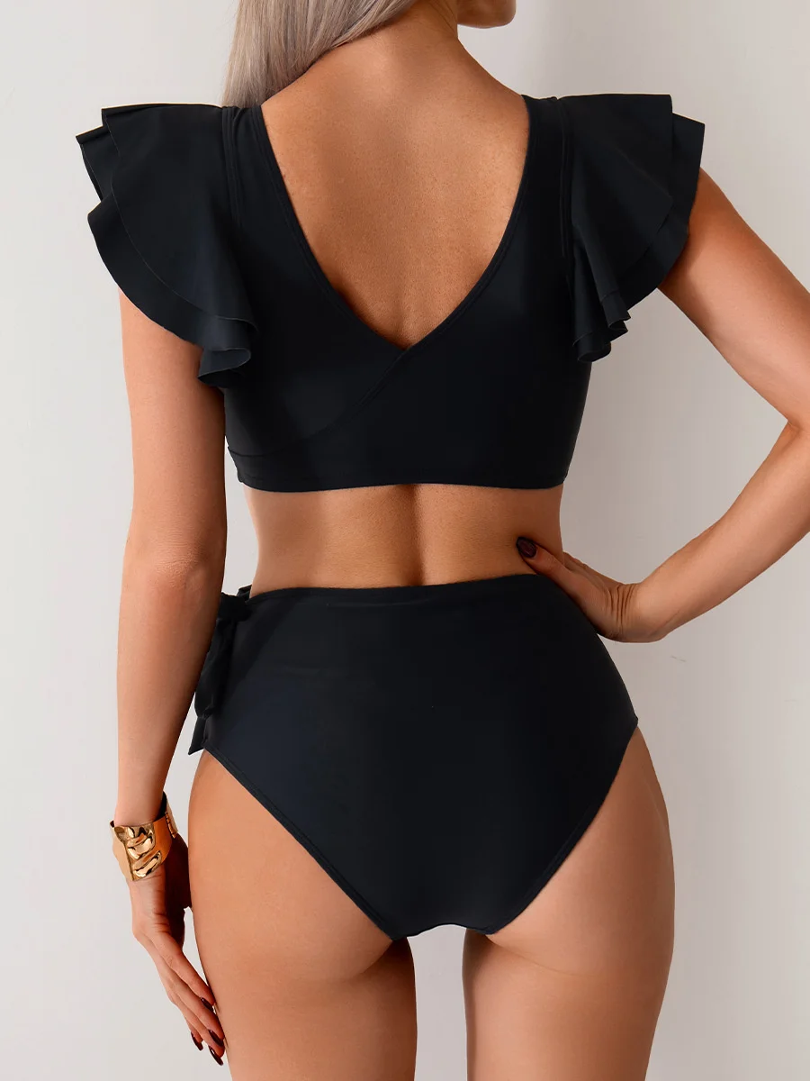 Zweiteilige Badeanzüge für Damen, Farbblockierung, Damen, Sommer, Pool, Strand, Schwimmweste mit Brustpolster, Shorts, Urlaub, Vintage-Badeanzug – Detail 5