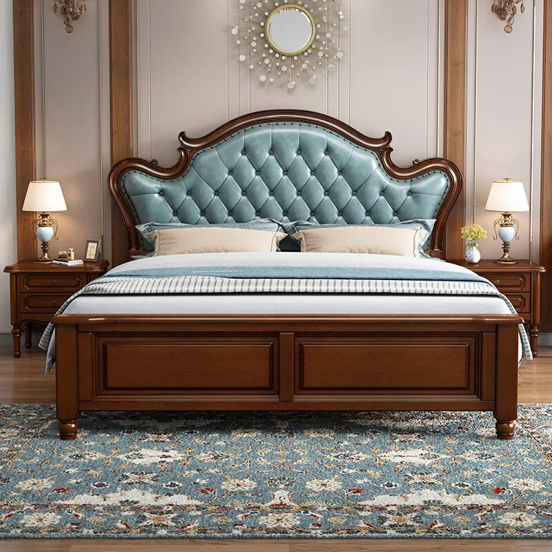 

American Solid Wood Bed 1.8 Meters Bedroom Bed 1.5 Soft Foreskin Bed Bedroom Furniture Set
