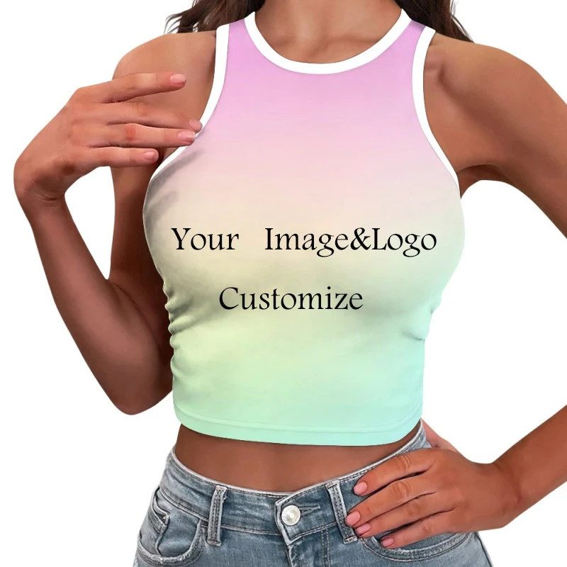 

Fashion Women's Crop Top Streetwear Personalization Casual Sleeveless Short Top Print On Demand Sexy Popular Ladies Tank Tops