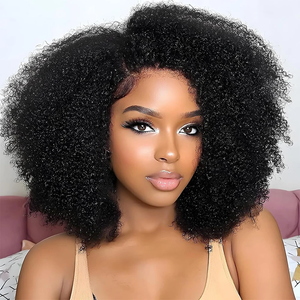 300% High Density Afro Kinky Curly Wig 13x4 HD Lace Front Wigs Human Hair Kinky Curly Lace Frontal Human Hair Wigs For Women 1