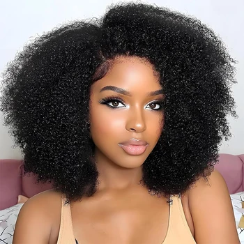 300% High Density Afro Kinky Curly Wig 13x4 HD Lace Front Wigs Human Hair Kinky Curly Lace Frontal Human Hair Wigs For Women 1