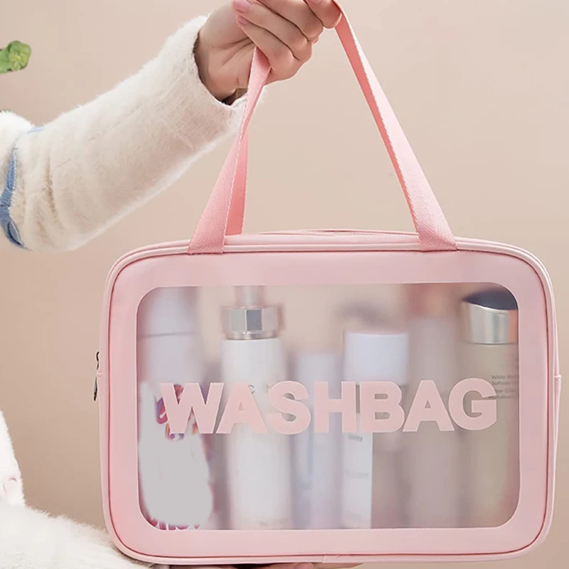 

PVC Portable Travel Wash Makeup Bag Women's Cosmetic Bag Large-Capacity Transparent Waterproof Storage Box Organizer