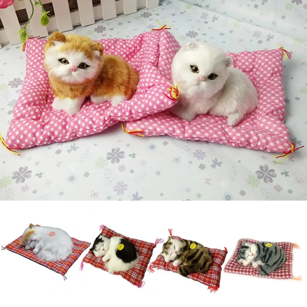 

Simulation Mini Cat Vivid Appearance Plush Soft Stuffed Soft Mat Plush Cats Imitation Cat for Sofa Decor