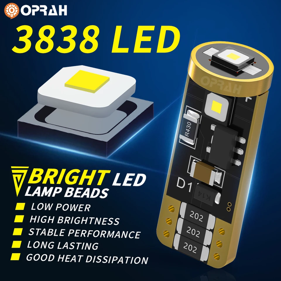 ���ο� T10 W5W LED ���� 6000K ȭ��Ʈ 194 168 ĵ���� 3838 LED Ĩ, �ڵ��� ���׸��� ���� �� �� ��ȣ�� ��¦ ����Ʈ �ڹ�, 10 ��