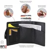 DIENQI Carbon Fiber Card Holder Wallets Men Brand Rfid Black Magic Trifold Leather Slim Mini Wallet Small Money Bag Male Purses 4