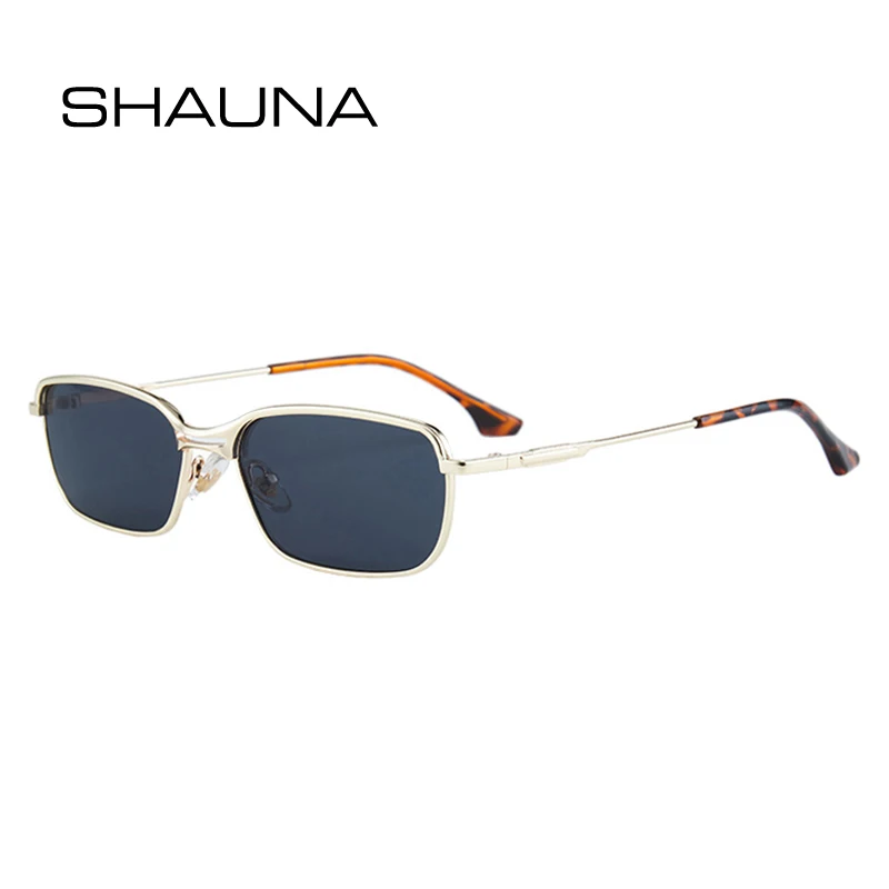 

SHAUNA Retro Rectangle Metal Frame Sunglasses Women Fashion Clear Gradient Lens Shades UV400 Men Luxury Square Sun Glasses