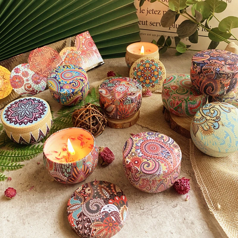 Scented Candles Jar Vintage Flower Candle Jars Soy Wax Fragrance 20 Kinds Scents Wedding Birthday Gift Home Decoration