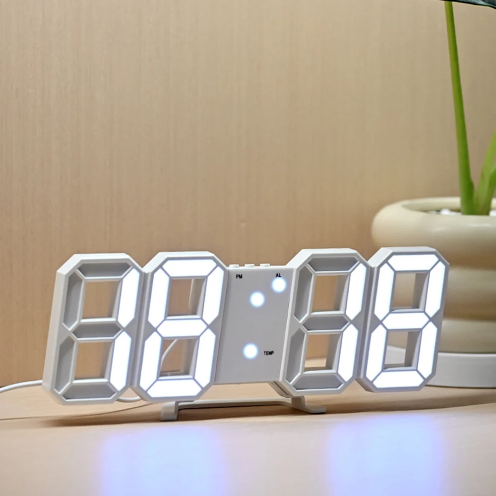 3D LED Digital Clock 12/24H Time Display Colorful Clock 4