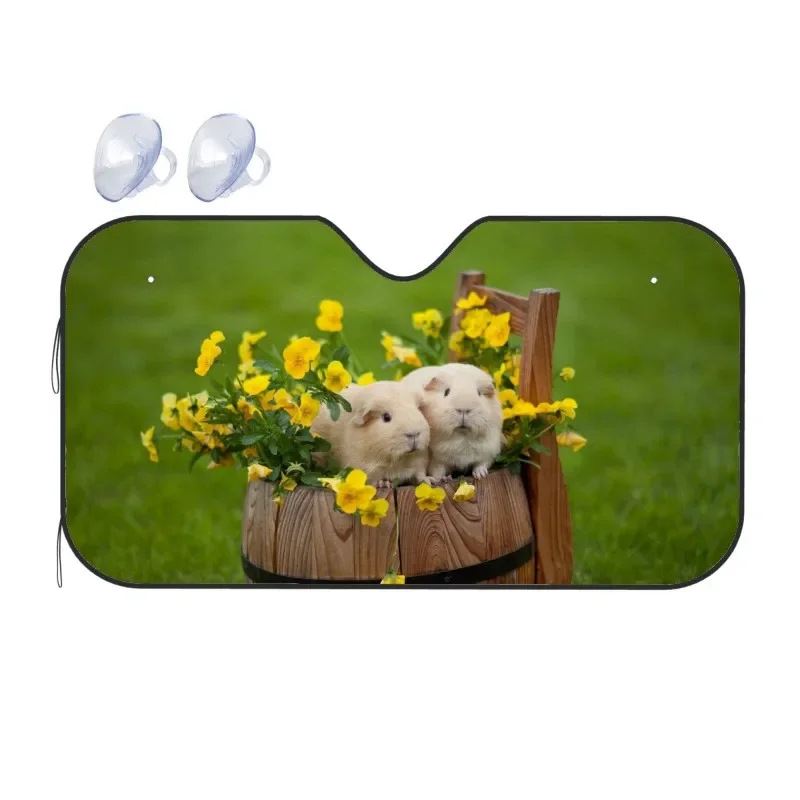 

Animal Cute Hamsters Pattern Car Windshield Sun Shade Universal Foldable Block UV Rays Sun Visor Protector for Auto Sedan SUV