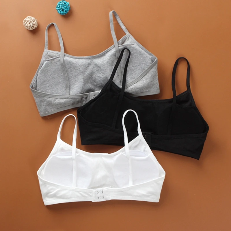 Sponge Pad Cotton Breathable Double Layers Underwear for Kids Girls Home School Wireless Camisole for Teenagers Training Bras
