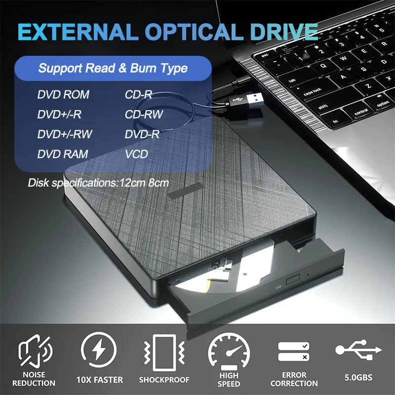 외장 DVD 광학 드라이브, USB 3.0 C 타입 CD DVD RW 플레이어, 라이터 버너 리더, 노트북 PC 윈도우 맥에 적합
