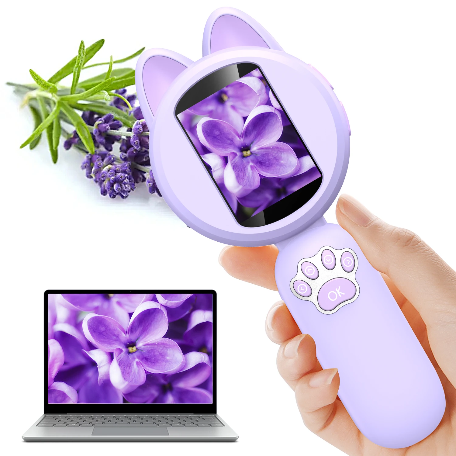 2inch IPS Digital Microscope 1000X Handheld Microscope for Kids Magnifying Glass