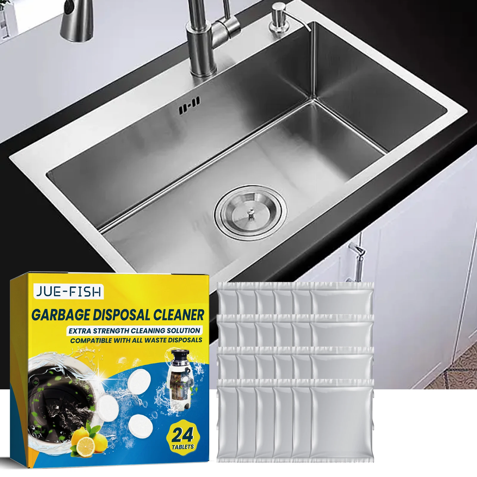 Sink Cleaning Tablets Garbage Disposal Cleaner Drain Pipe Dredging Deodorant Toilet Sink Closestool Kitchen Sewer Cleaning Pills