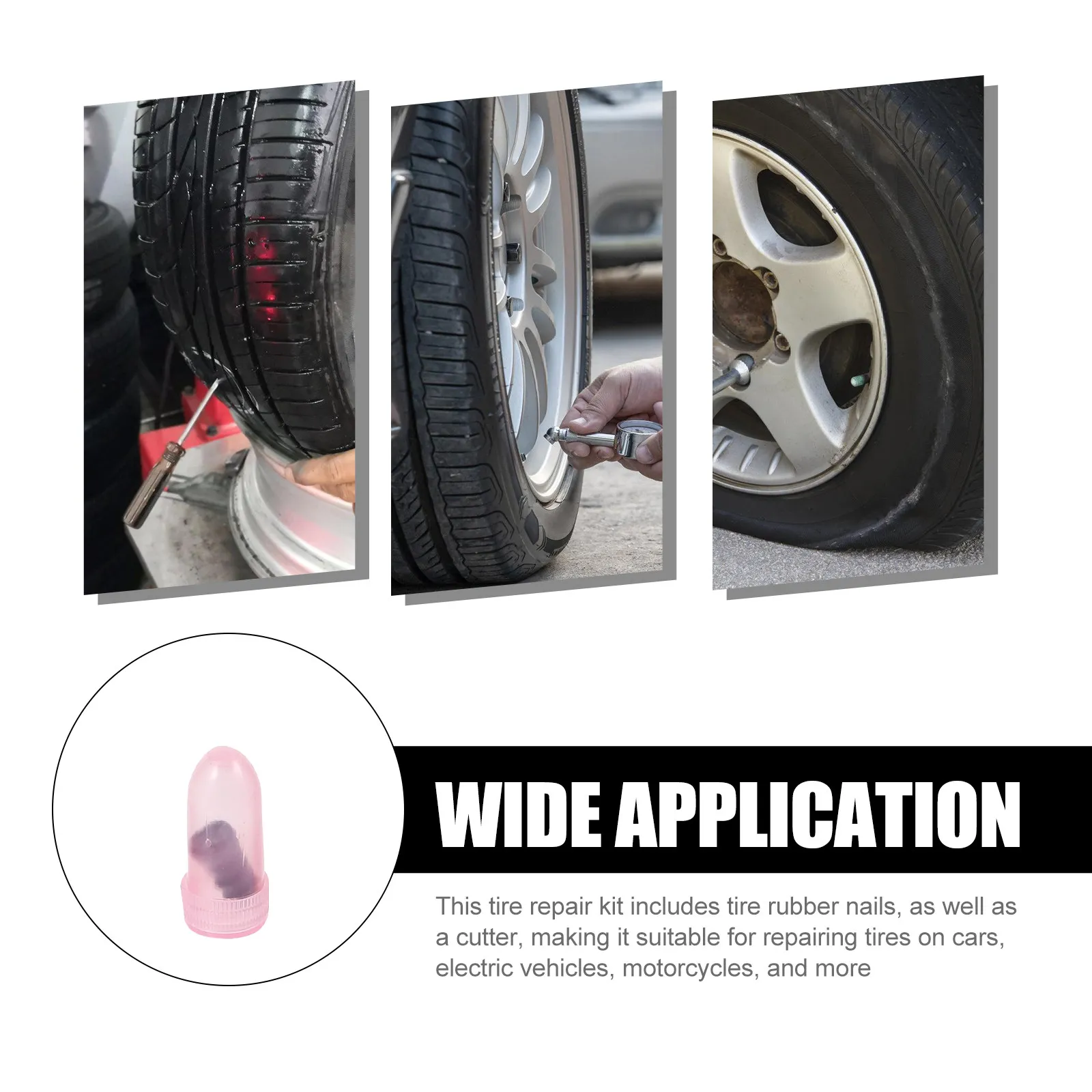 1 세트 타이어 플러그 키트 신뢰할 수있는 고무 네일 수리 나사 자동차 오토바이 타이어 수리 도구 솔루션 오토바이 도구 키트